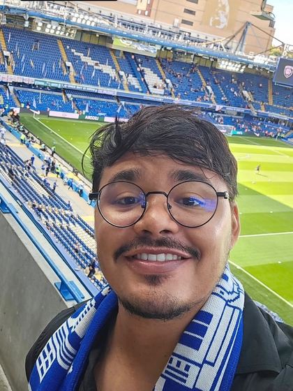 Cliente da Footravel no estádio